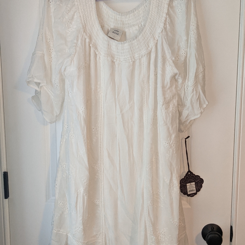 White eyelet lace dress